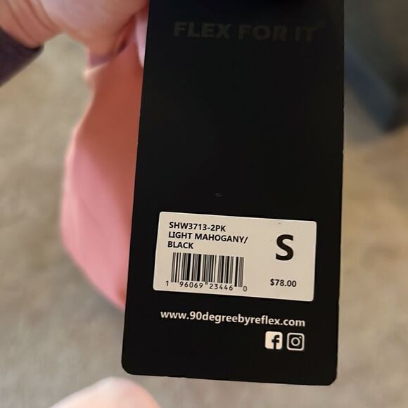 NWT High Waisted Athletic Shorts 90 Degree by Reflex women’s SM light mahogany - Picture 7 of 7